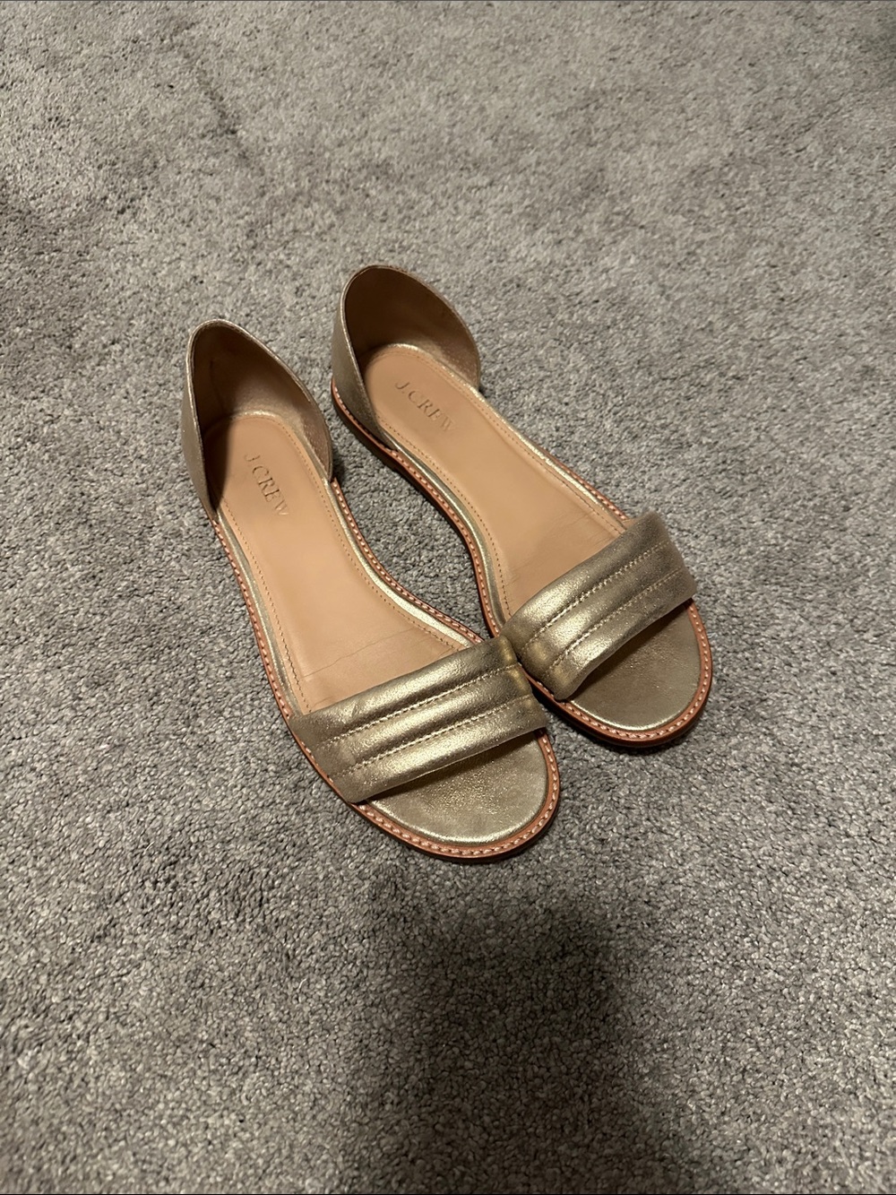 J. Crew Metallic Gold Open-Toe D'Orsay Flats